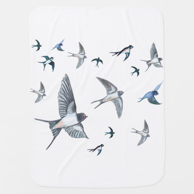  Flock of swallow birds flying Baby Blanket (Front)