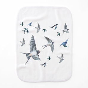 Flock of swallow birds flying Baby Burp Cloth