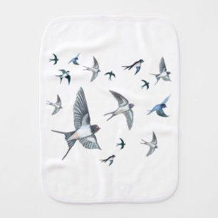 Flock of swallow birds flying Baby Burp Cloth