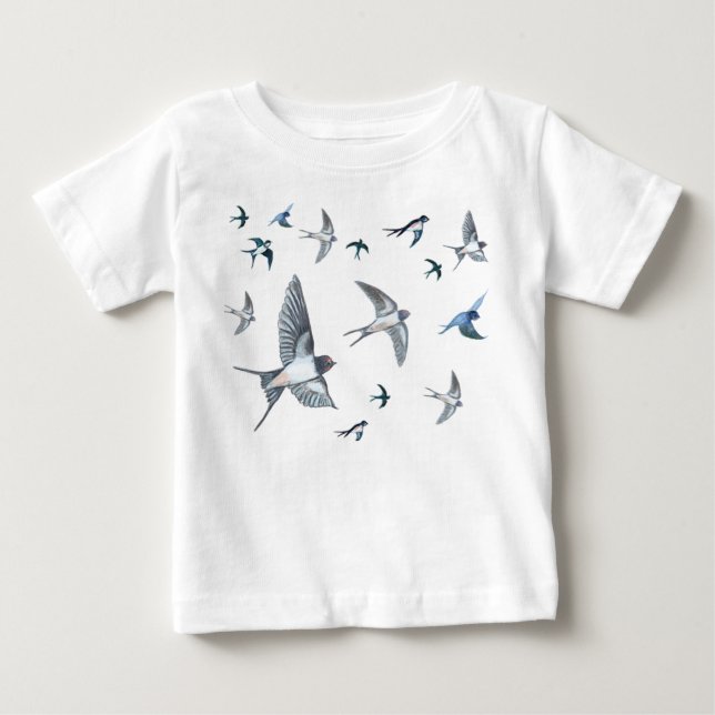  Flock of swallow birds flying Baby T-Shirt (Front)