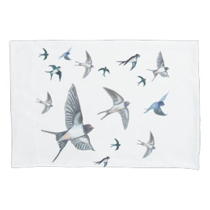 Flock of swallow birds flying Pillow Case