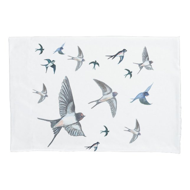  Flock of swallow birds flying  Pillow Case (Front)