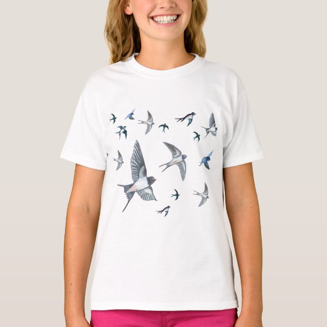  Flock of swallow birds flying  T-Shirt (Front)