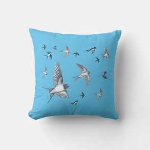Flock of swallow birds flying Throw Pillow