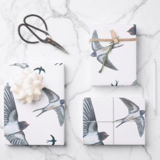 Flock of swallow birds flying Wrapping Paper Sheets