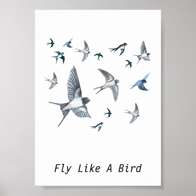 Flock Of Swallow Birds Illustration Personalized Poster (Front)