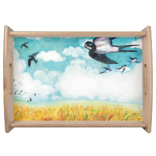 Flock of Swallows Flying   Serving Tray