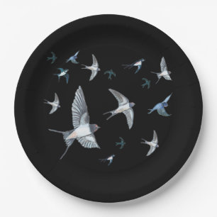 Flock of Swallows in Flight Paper Plates