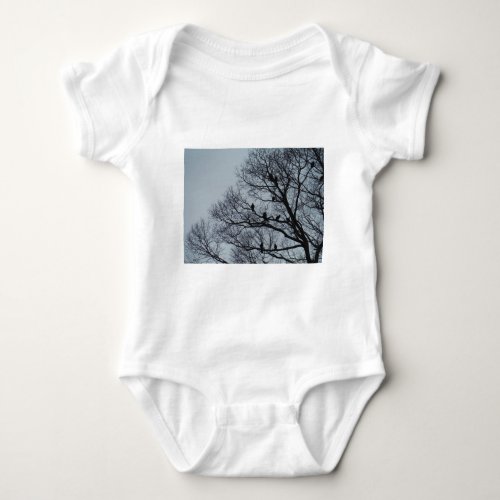 Flock of Vultures in a winter tree Baby Bodysuit