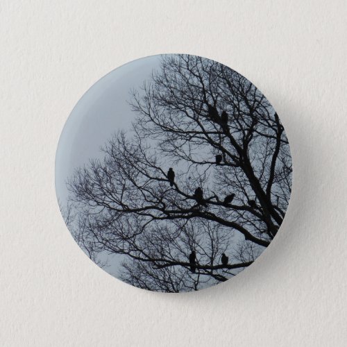 Flock of Vultures in a winter tree Pinback Button