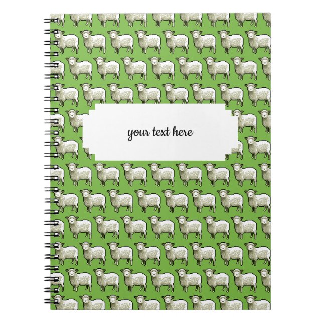 Flock Of Woolly White Sheep Pixel Art Pattern Notebook (Front)
