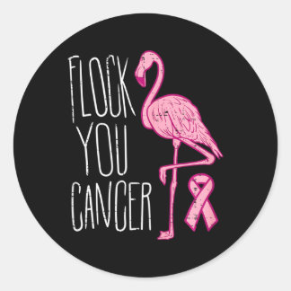 Flock You Breast Cancer Flamingo Pink Ribbon Aware Classic Round Sticker