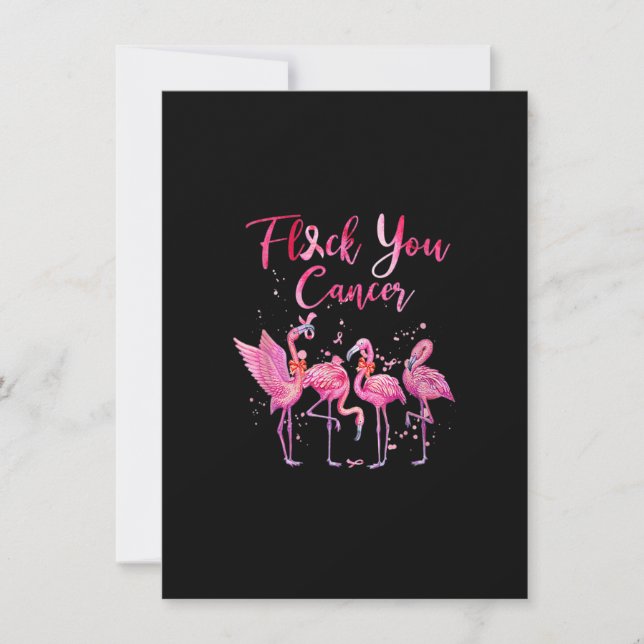 Flock You Cancer Pink Flamingo Breast Cancer Aware Invitation (Front)