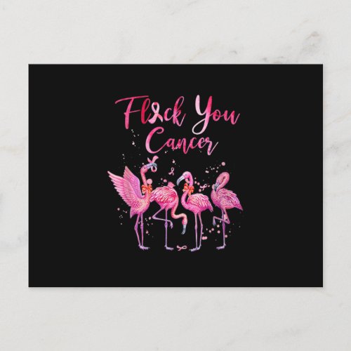 Flock You Cancer Pink Flamingo Breast Cancer Aware Postcard