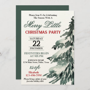Flocked Christmas Tree Party Invitation
