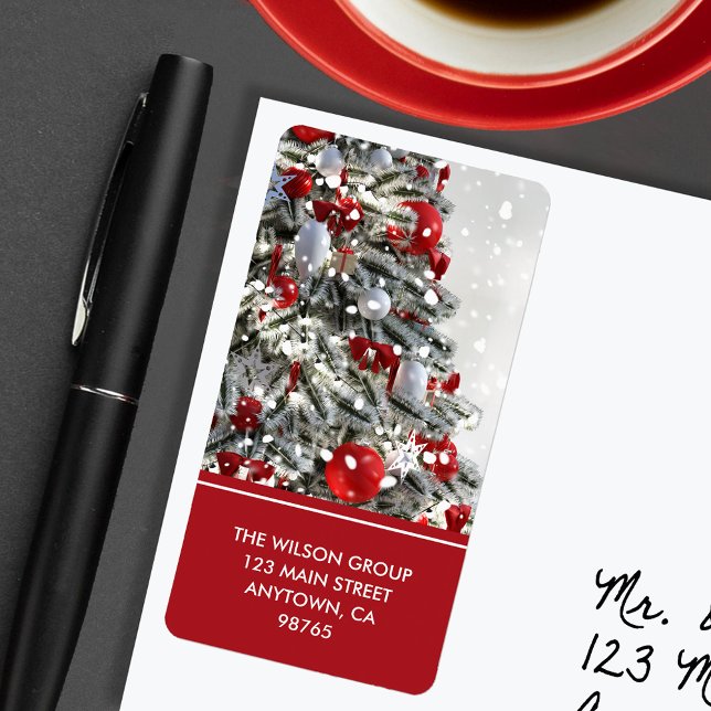 Flocked Christmas Tree Return Address Label (Creator Uploaded)