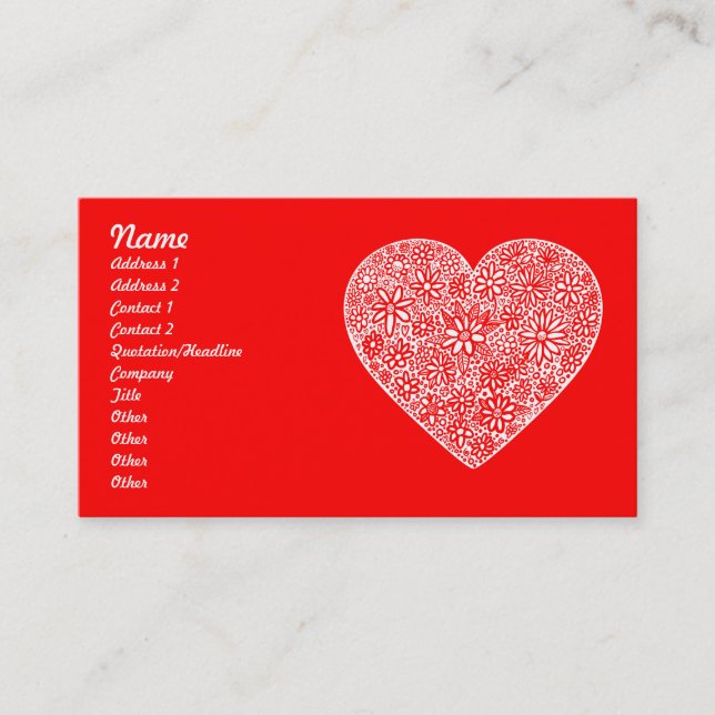 Flocked Heart - Customized Business Card (Front)