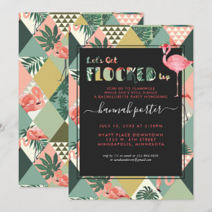 Flocked Up Flamingo Themed Bachelorette Invitation