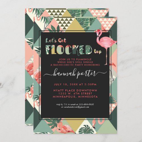 Flocked Up  Flamingo Themed Bachelorette Invitation