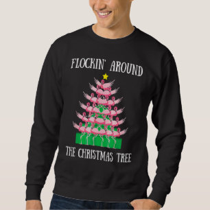 Flockin' Around The Christmas Tree Lights Flamingo Sweatshirt