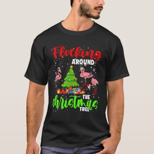 Flocking Around The Christmas Tree Xmas Santa Elf T_Shirt