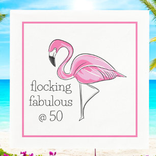 Flocking Fabulous at 50 Pink Flamingo Birthday Napkins