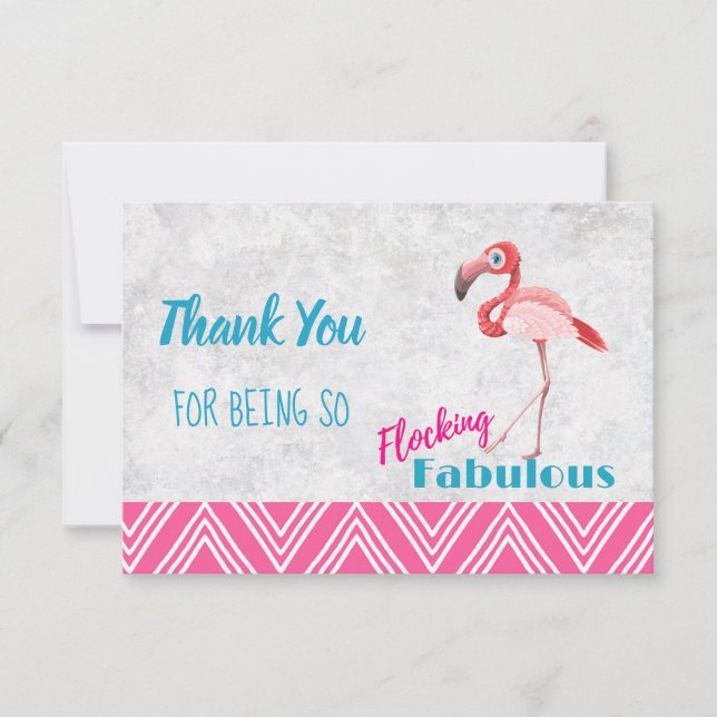 Flocking Fabulous Pun w/ Pink Flamingo Thank You (Front)