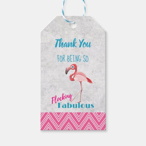 Flocking Fabulous Pun w Pink Flamingo Thank You Gift Tags