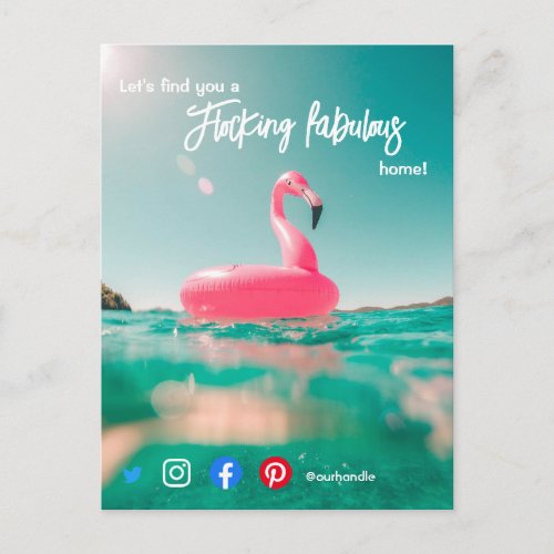 flocking fabulous real estate agent marketing post postcard