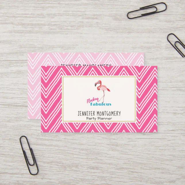Flocking Fabulous Typography w/ Pink Flamingo Business Card | Zazzle