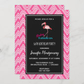 Flocking Fabulous  w/ Pink Flamingo Birthday Invitation (Front/Back)