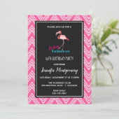 Flocking Fabulous  w/ Pink Flamingo Birthday Invitation (Standing Front)