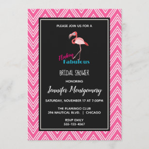 Flocking Fabulous  w/ Pink Flamingo Bridal Shower Invitation