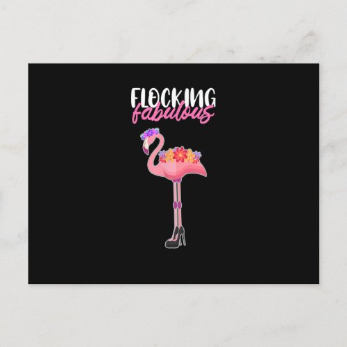 Flocking Fabulous with Black High Heels funny pink Postcard