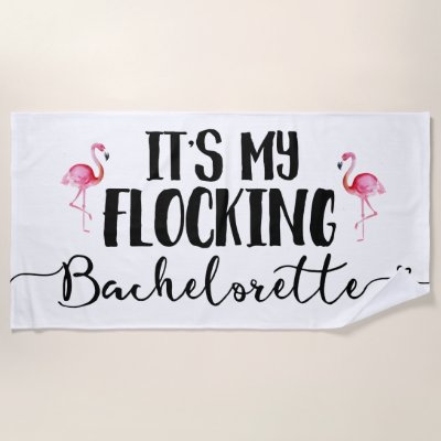 Flocking Flamingo Bride Bachelorette Beach Towel