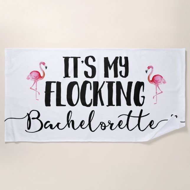 Flocking Flamingo Bride Bachelorette Beach Towel (Front)