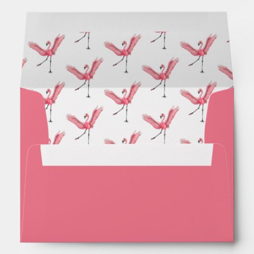 Flocking Flamingo Pink Tropical Beach Theme Envelope