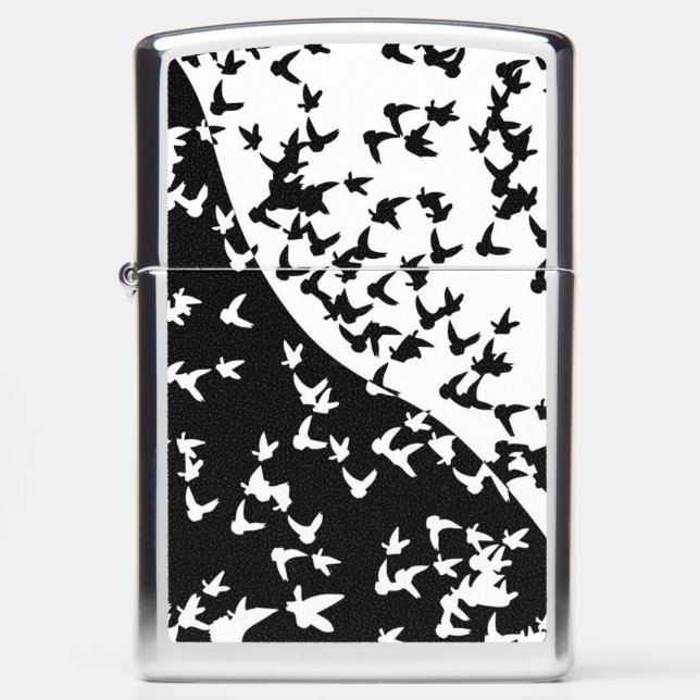 Flocks of birds, day and night zippo lighter (Front)