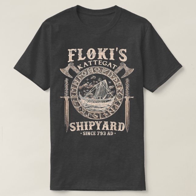 Flokis Shipyard Kattegat Viking Ship And Sword T G T-Shirt (Design Front)