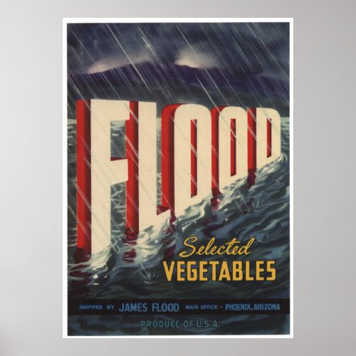 Flood Vintage Old Vegetables Crate Labels Ad Poster
