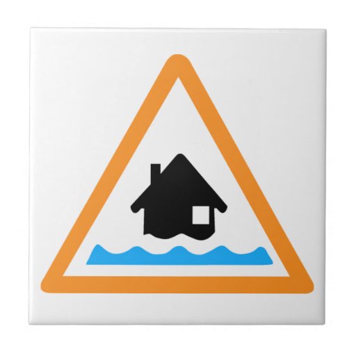 Flood Warning Symbol Small Square Tile | Zazzle