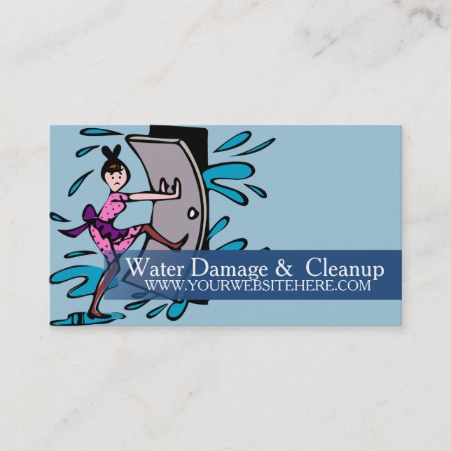 Flood Water Damage Service and Cleanup Business Card (Front)
