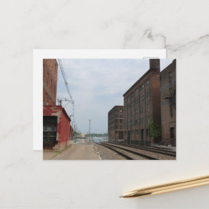 Flooded Buildings Train Tracks Burlington, Iowa Postcard