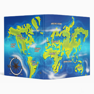 Flooded Earth Map 3 Ring Binder