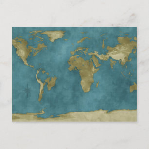 Flooded World Map Postcard