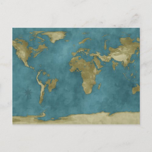 Flooded World Map Postcard
