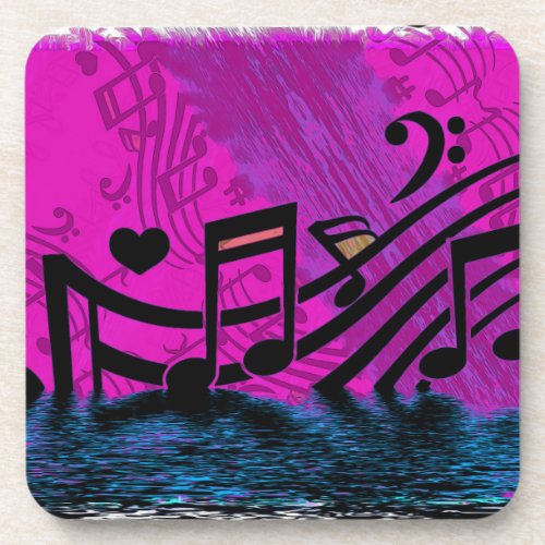 Flooding In _ Musical Notes   Beverage Coaster