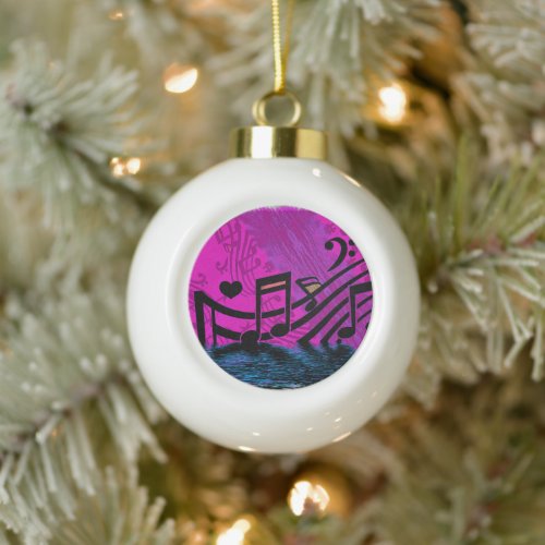 Flooding In _ Musical Notes   Ceramic Ball Christmas Ornament