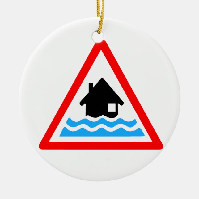 Flooding Warning Ceramic Ornament (Front)