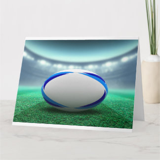 Floodlit Stadium And Rugby Ball Card